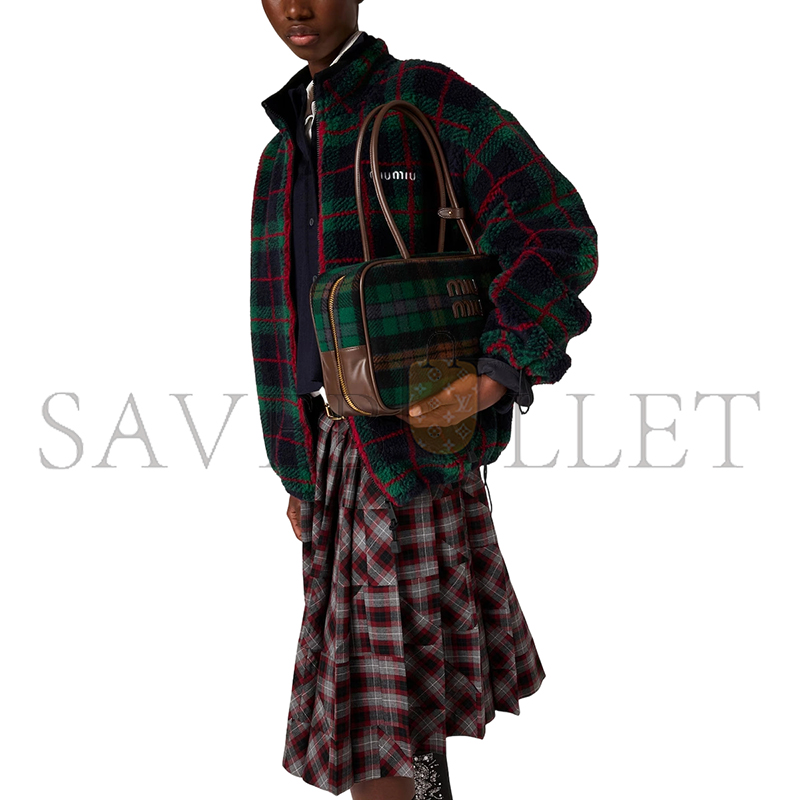 MIU MIU CHECKED TEDDY ZIPPER JACKET MJL042